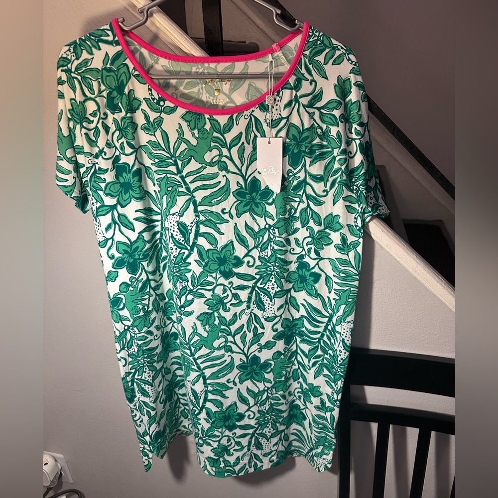 Lilly Pulitzer Green Floral Pajama Sleep Dress